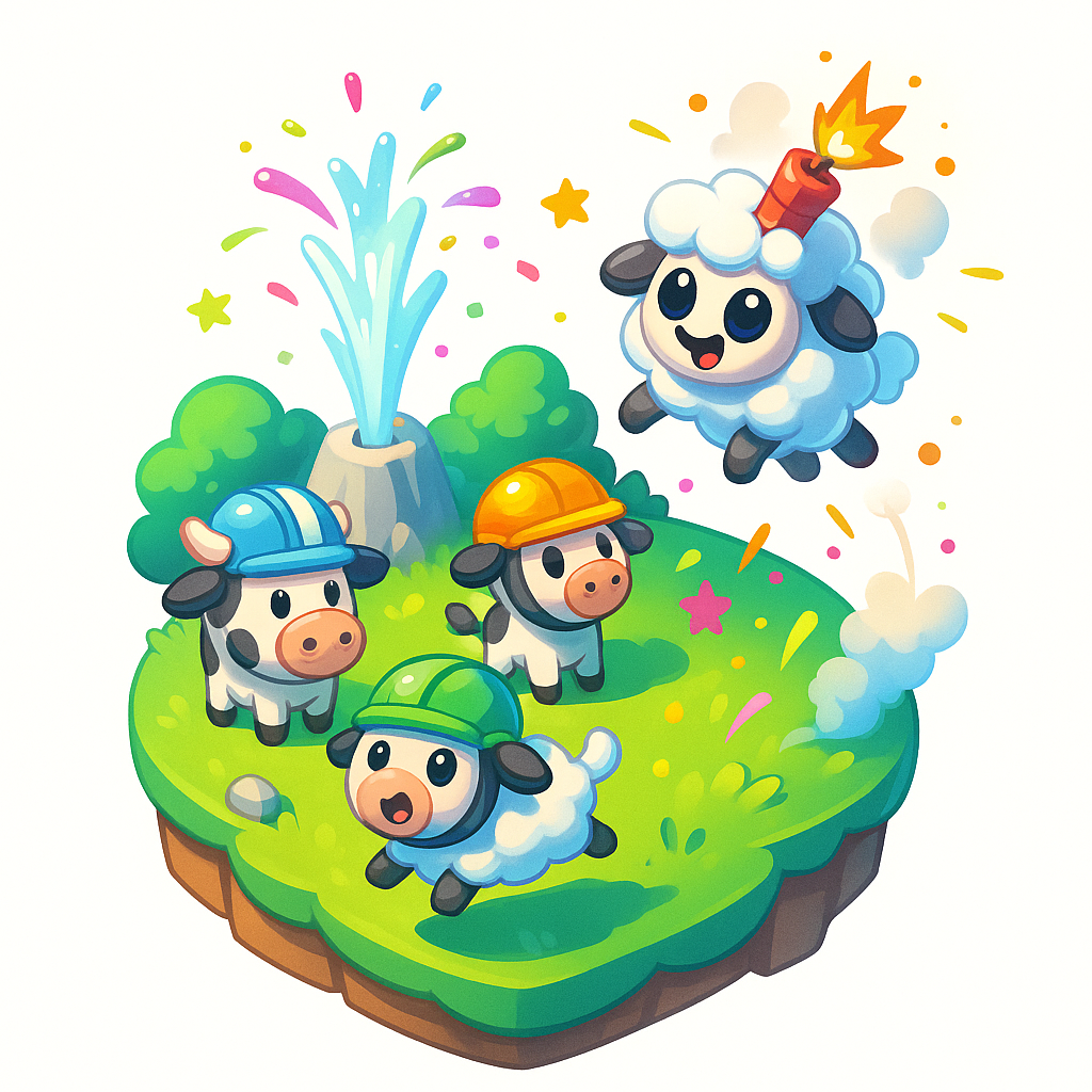 Exploding sheep character from Crazy Cattle 3D game